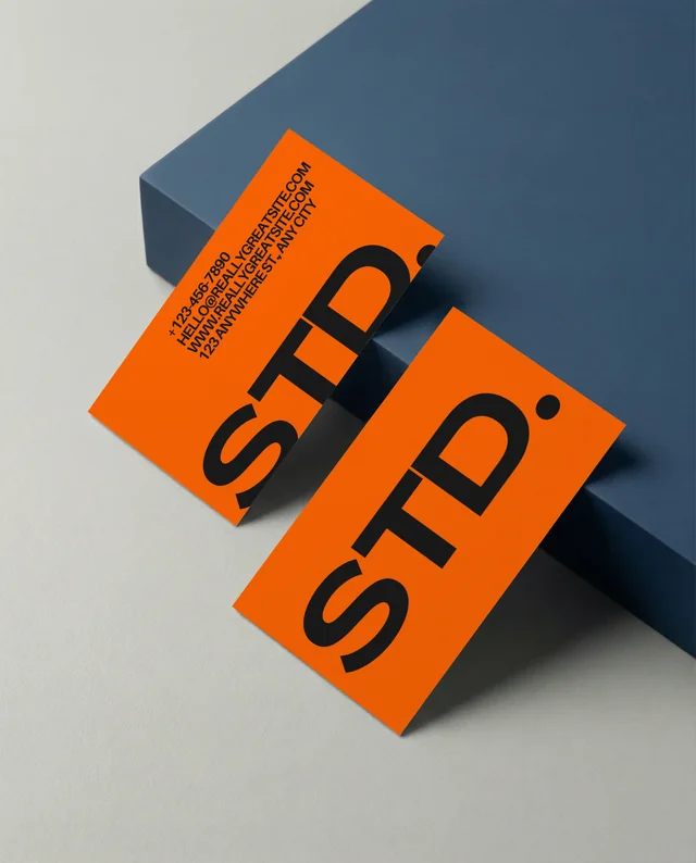 Minimalist Business Card Mockup on Deep Blue Surface