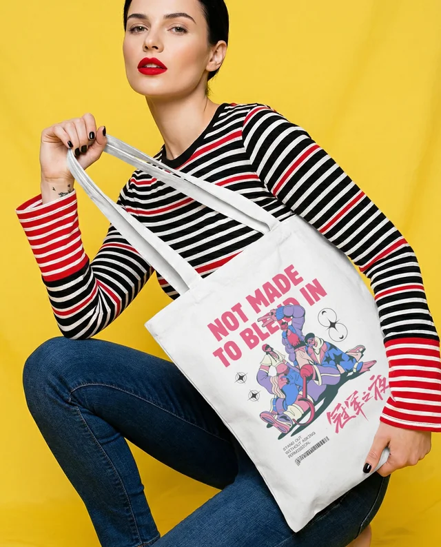 Stylish Mockup of a Tote Bag with Fashionable Model