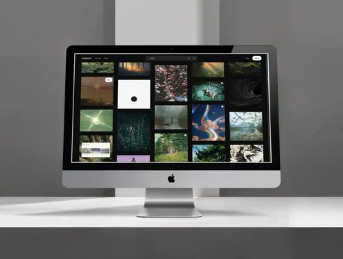 Sleek iMac Mockup in Minimalist Workspace Design