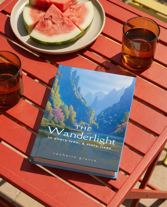 Vibrant Mockup of a Book on a Sunny Outdoor Table
