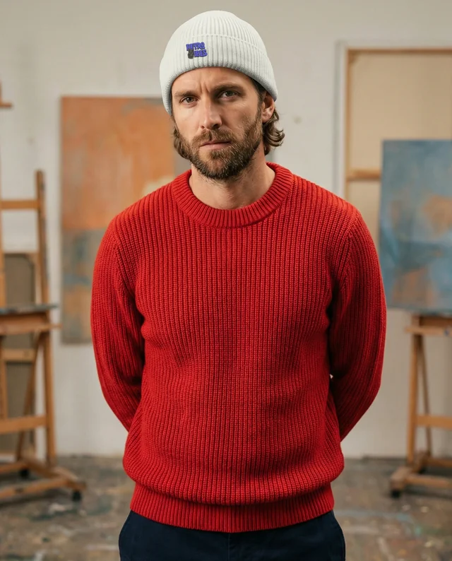 Confident Man in Art Studio Wearing Beanie Mockup