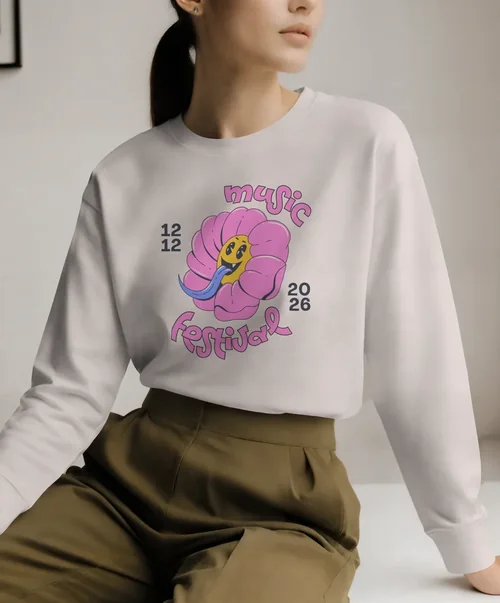 Stylish Mockup of a Young Woman in a Sweatshirt