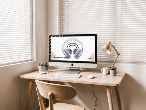 Modern iMac Mockup in Serene Workspace Design