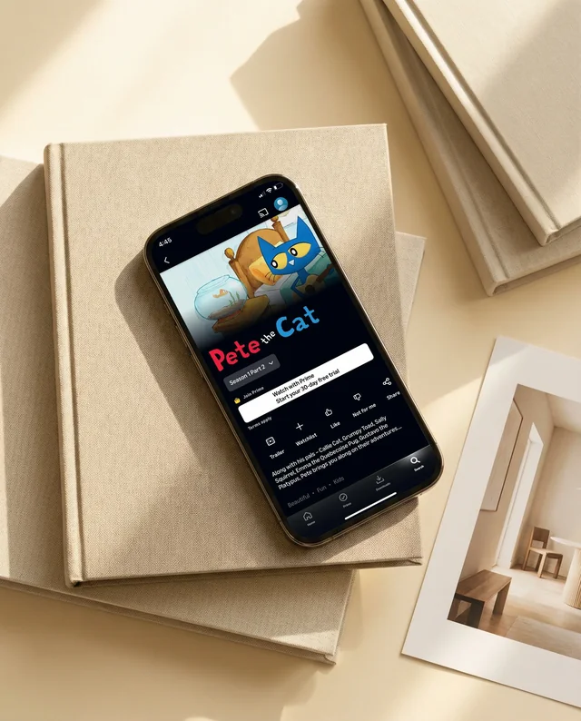 Elegant iPhone Mockup on Textured Beige Books