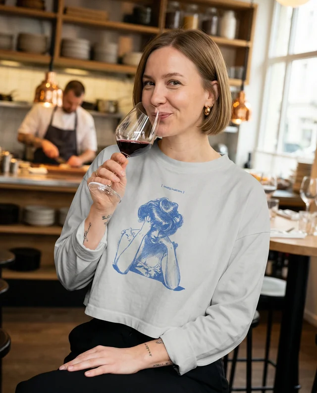 Chic Mockup of a Young Woman in a Crop Top at Restaurant