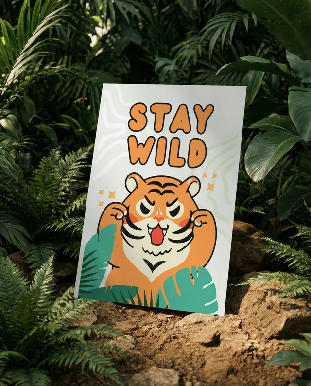 Tropical Mockup Poster with Blank Canvas in Nature