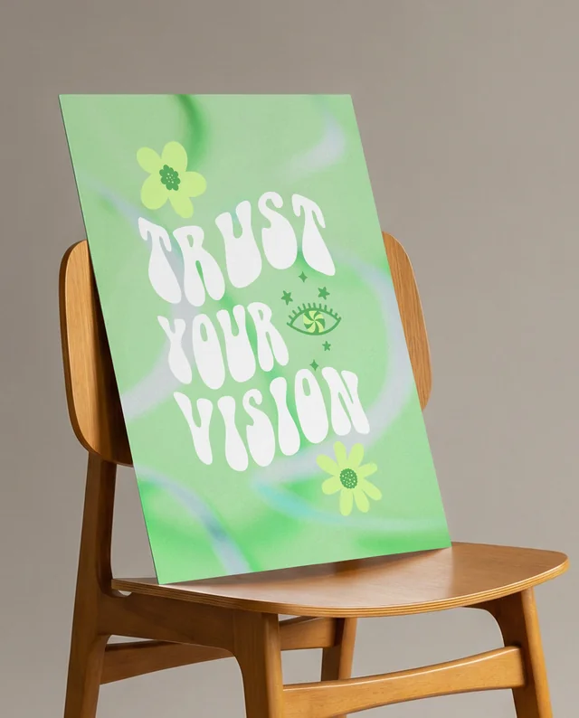 Minimalist Mockup Poster with White Canvas and Chair