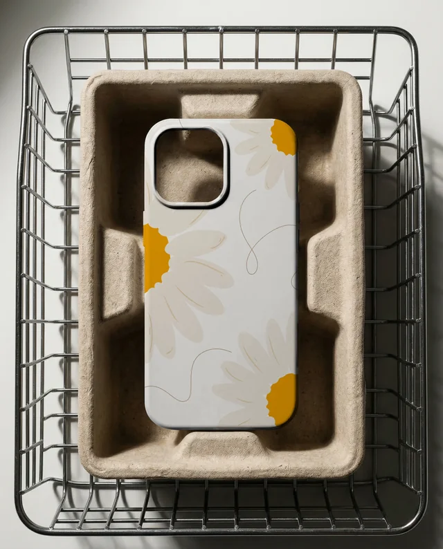 Minimalist Mockup of a Sleek Phone Cover in a Tray