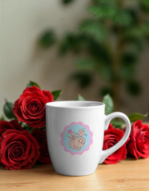 Elegant Mug Mockup with Warm Tones and Floral Background