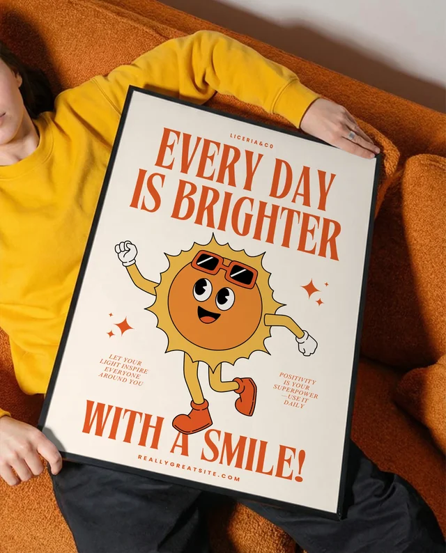 Vibrant Mockup of a Relaxed Person with Poster