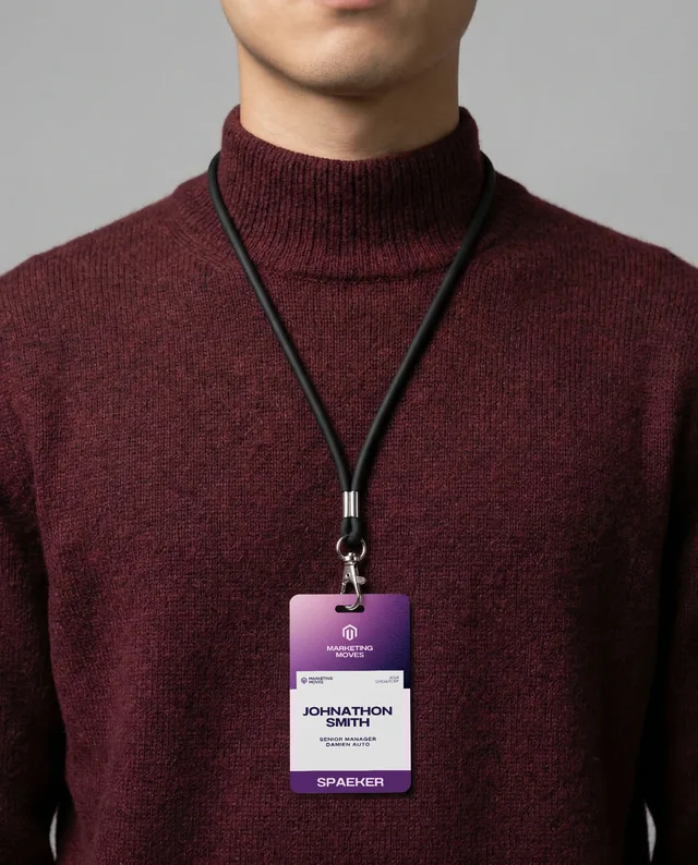 Elegant Mockup of ID Card with Cozy Sweater Background