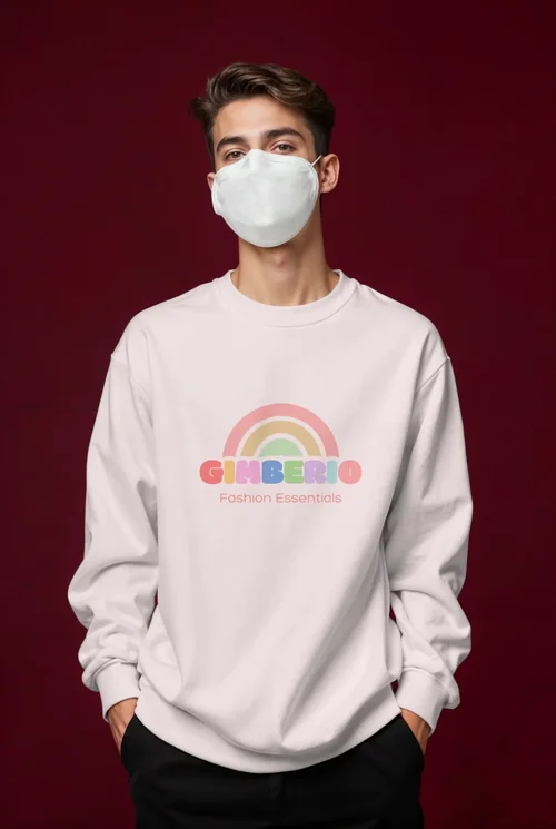 Mockup of a Casual Sweatshirt with Face Mask