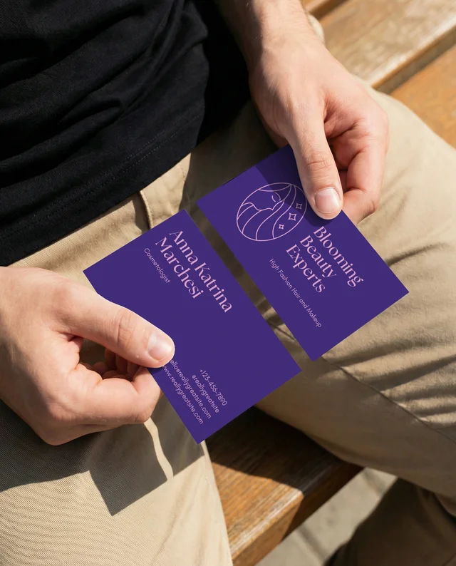 Minimalist Business Card Mockup on a Wooden Bench