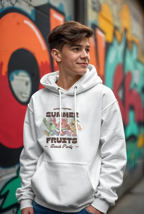 Vibrant Hoodie Mockup with Colorful Urban Background