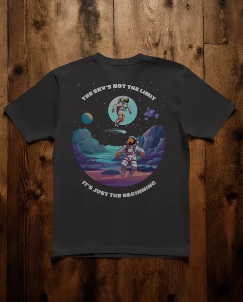 Elegant T-Shirt Mockup on Rustic Wooden Surface