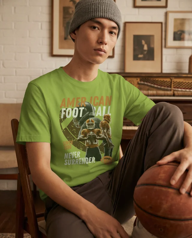 Stylish T-Shirt Mockup Featuring Young Male Model