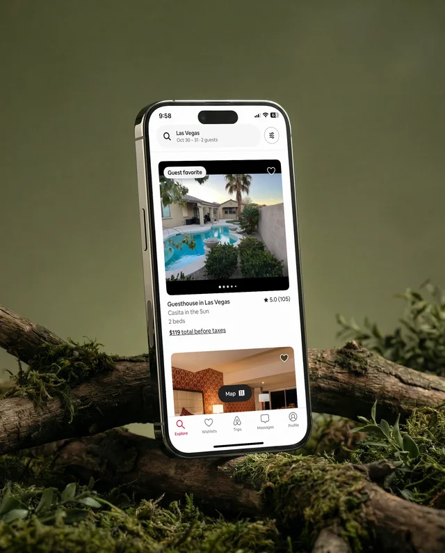 Modern iPhone Mockup on Moss-Covered Branches