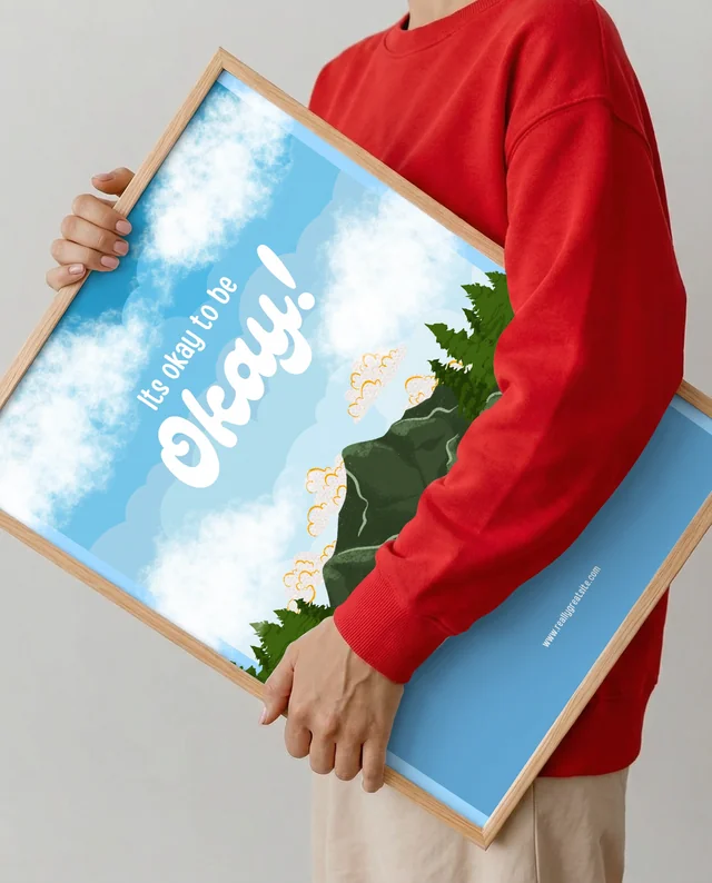 Mockup of a Poster on a Framed Canvas