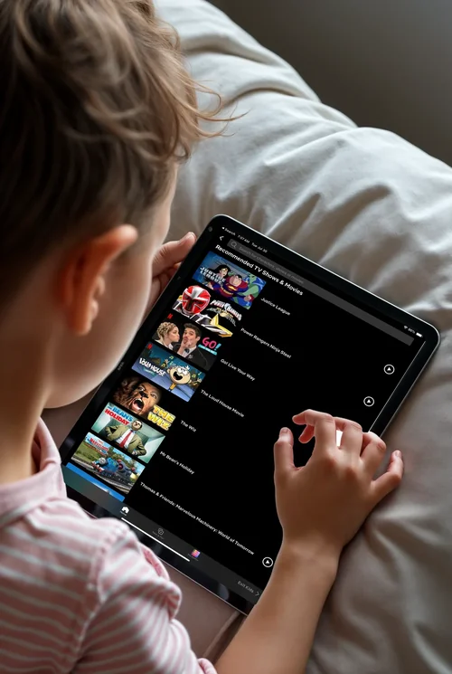 Engaging iPad Mockup: Child Focused on Screen