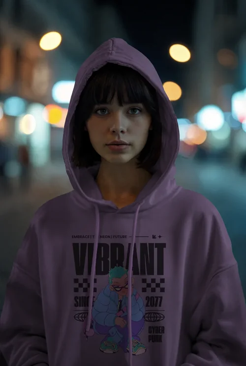 Urban Night Hoodie Mockup with Soft Background Colors