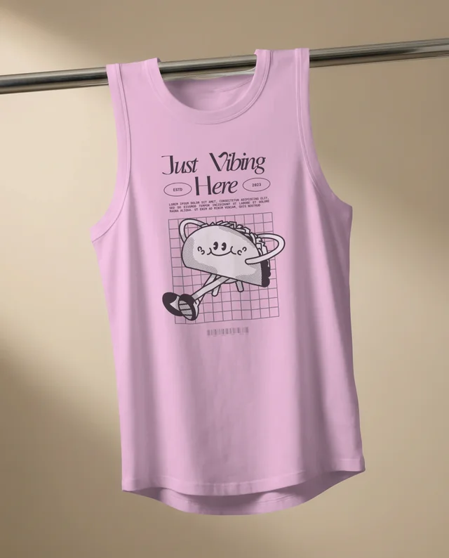 Minimalist Mockup of a White Tank Top on Beige Background