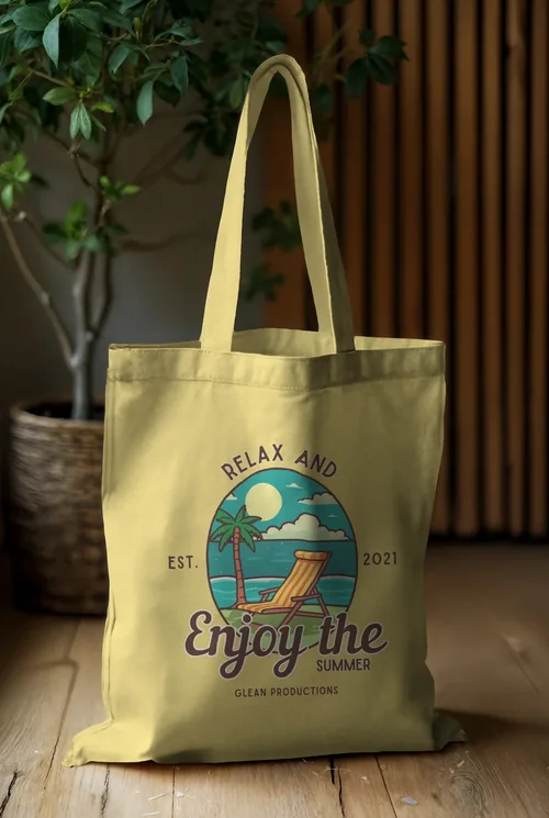 Elegant Beige Tote Bag Mockup for Lifestyle Photography