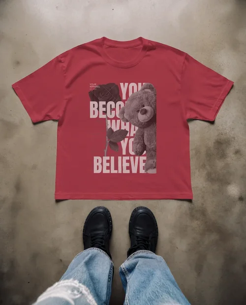 Stylish T-Shirt Mockup on Gray Concrete Surface