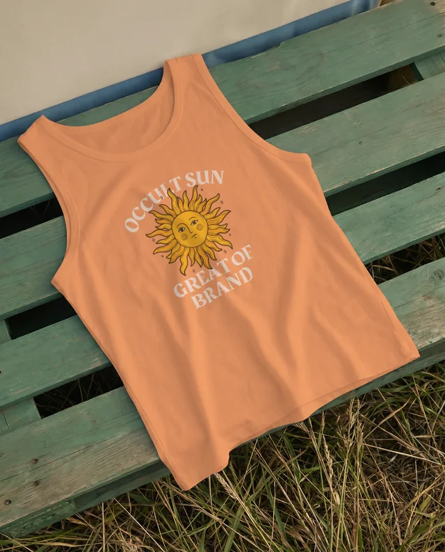Elegant Mockup of a White Tank Top on Rustic Wood