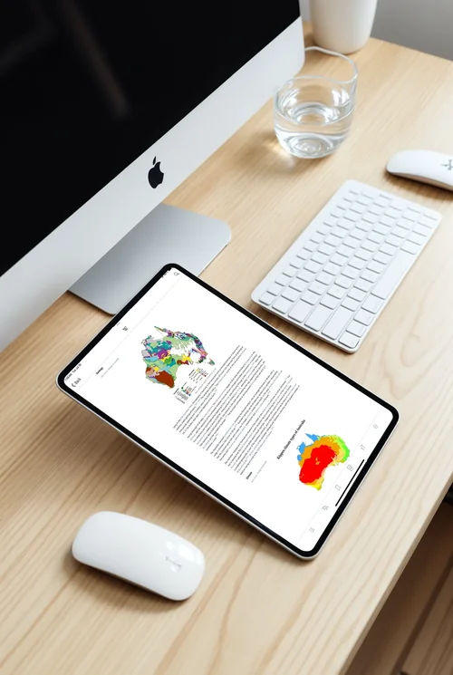 Modern iPad Mockup in a Stylish Workspace Setup