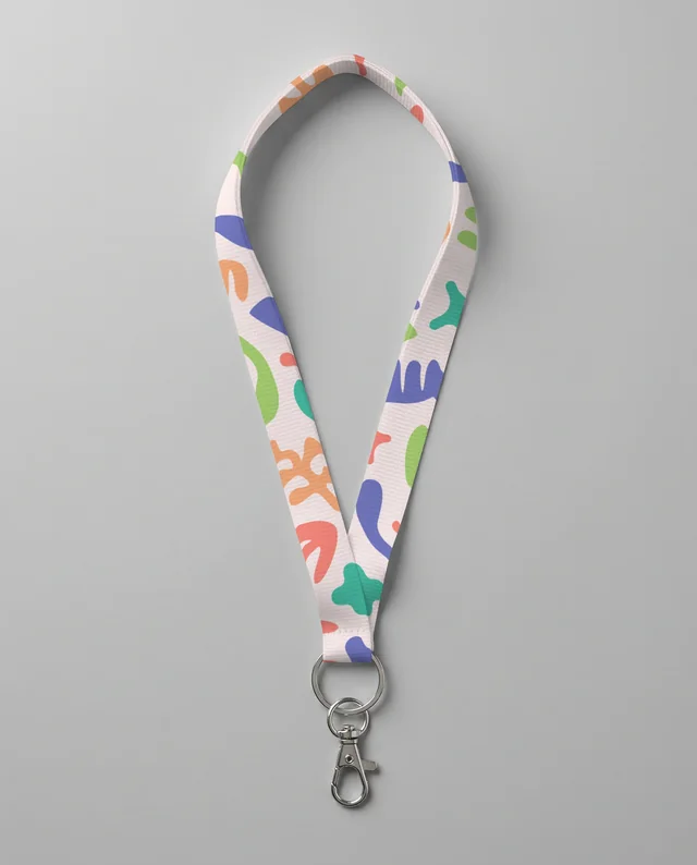 Minimalistic White Lanyard Mockup on Gray Background