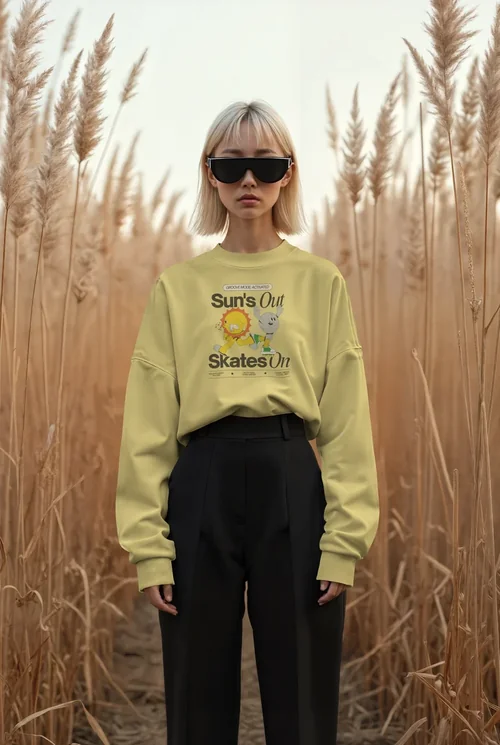 Stylish Mockup of a Young Woman in a Sweatshirt