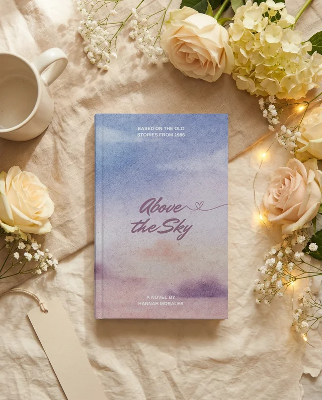 Elegant Book Mockup with Pastel Floral Accents