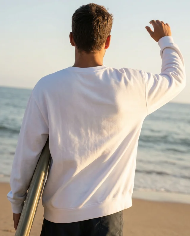 Stylish Sweatshirt Mockup on a Beach at Sunset