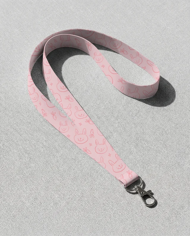 Elegant White Lanyard Mockup on Textured Gray Surface