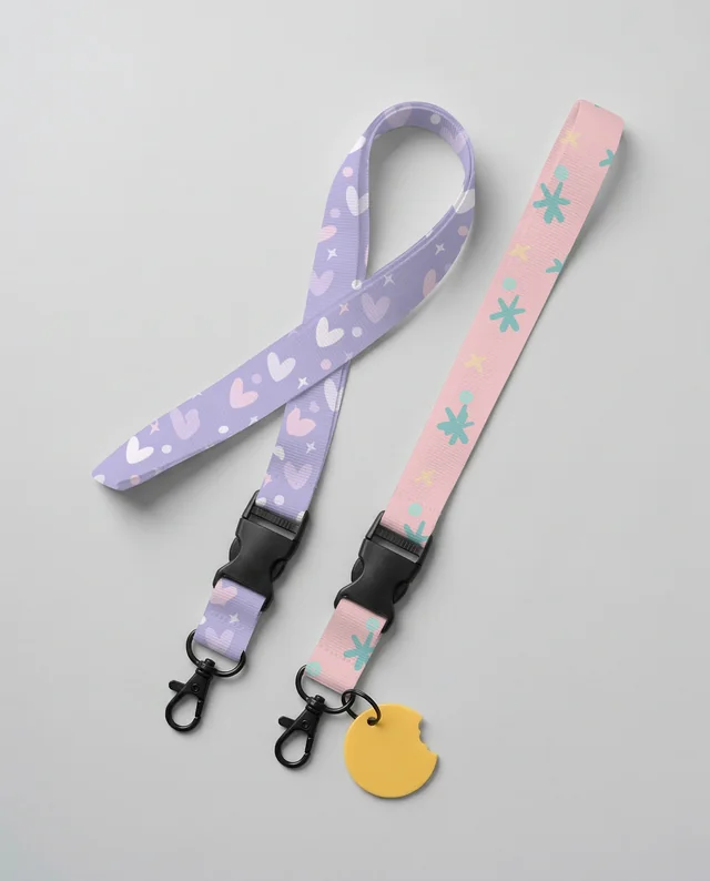 Stylish Mockup of Lanyard Straps with Playful Tag