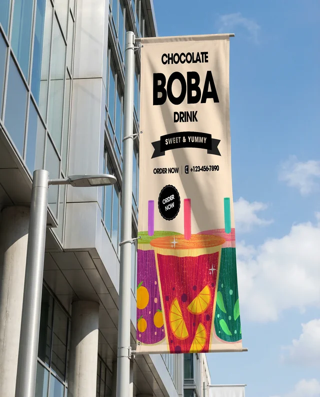 Modern Urban Building Mockup with Vertical Banner Display