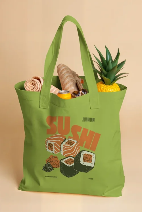 Summer Tote Bag Mockup with Beach Essentials