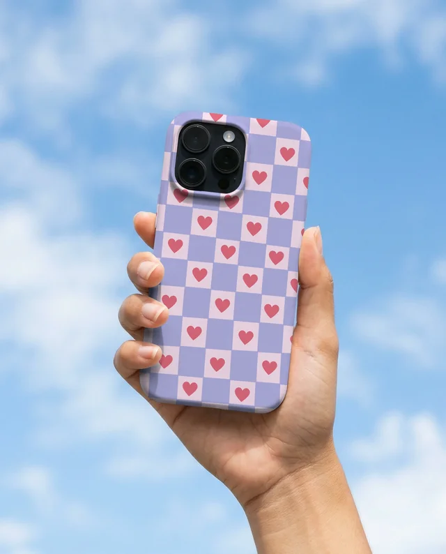 Elegant Phone Cover Mockup Against a Bright Blue Sky