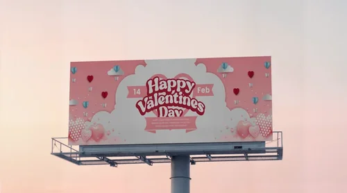 Blank Billboard Mockup Against a Pastel Sky