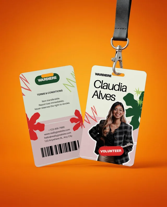 Modern Mockup of Blank ID Cards on Vibrant Orange Background