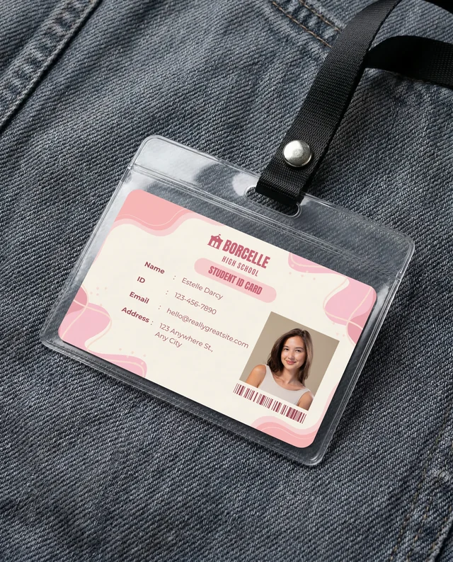 Modern Mockup of a Clear ID Card on Denim Background