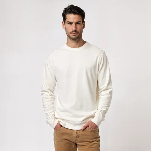 Stylish Mockup of a Young Man in a Cream Sweatshirt