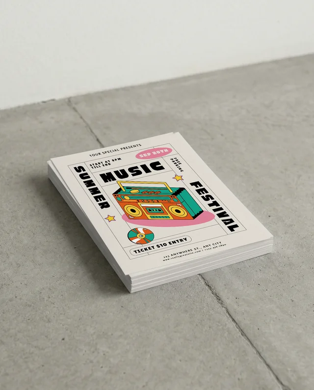 Minimalist Mockup of a Flyer on Crisp White Paper