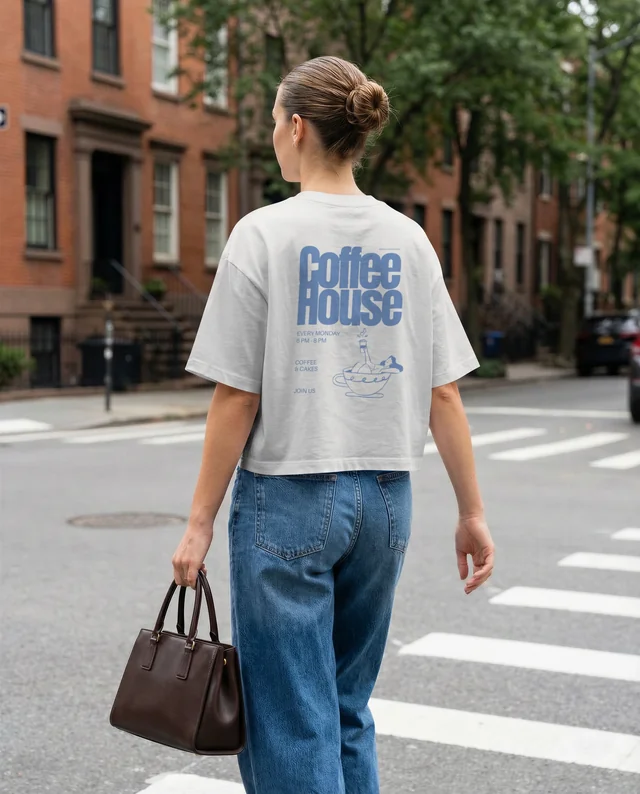 Chic Urban Mockup of Woman in Crop Top and Jeans