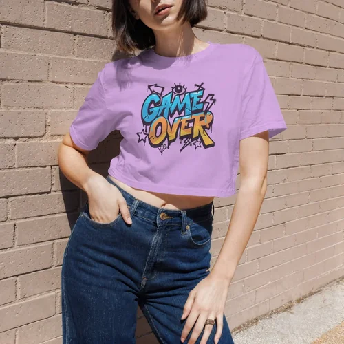 Stylish T-Shirt Mockup with Confident Young Woman