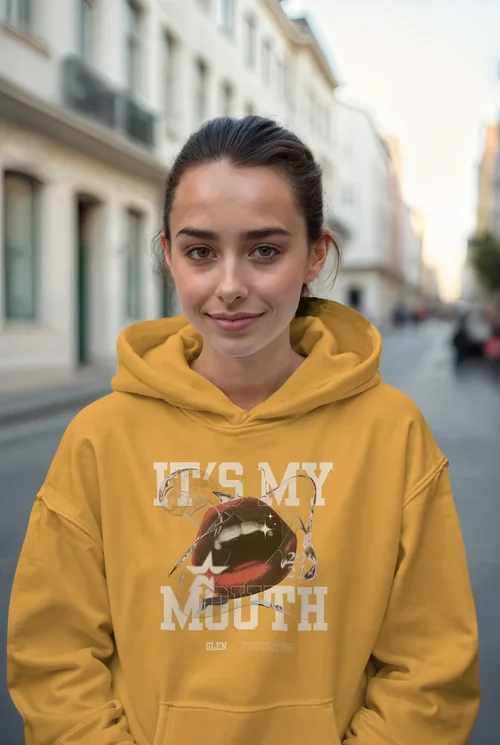 Urban Mockup of Cozy White Hoodie with Soft Background Colors