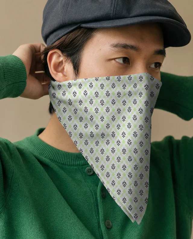 Young Man Adjusting Bandana in Stylish Mockup Image