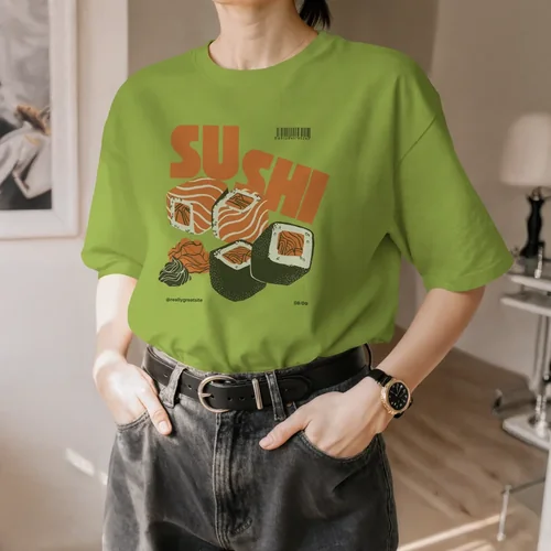 Stylish Mockup of a Woman in T-Shirt and Jeans