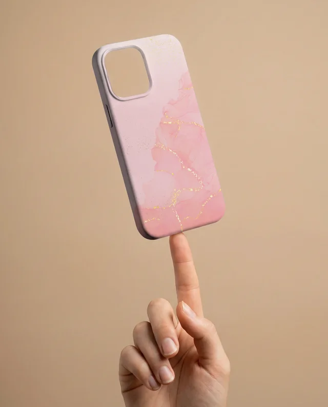 Elegant Mockup of a Sleek White Phone Cover in Hand