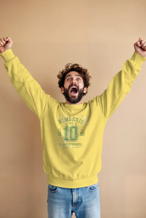 Exuberant Young Man Mockup in Stylish Sweatshirt